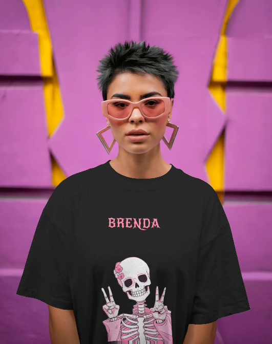 "Brenda Graphic Skeleton Oversized T-Shirt