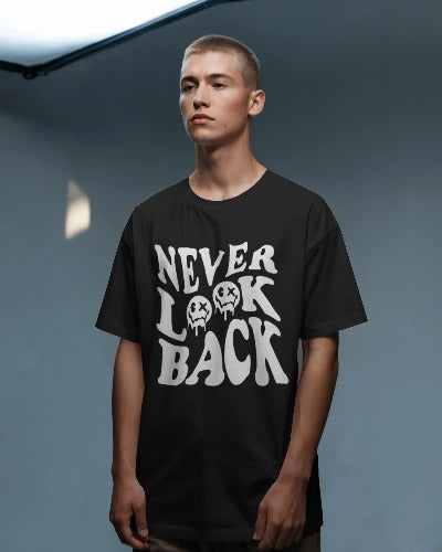 Never Look Back Drop shoulder Graphic Tee